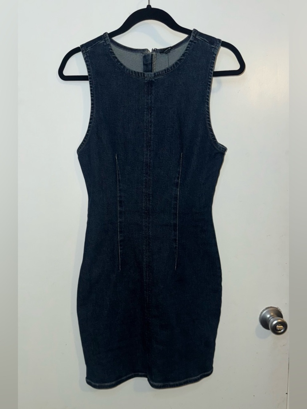Express Sleeveless Dark Denim Mini Dress - Black